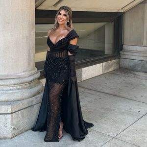 custom black gown - fits size 4 adjustable corset
